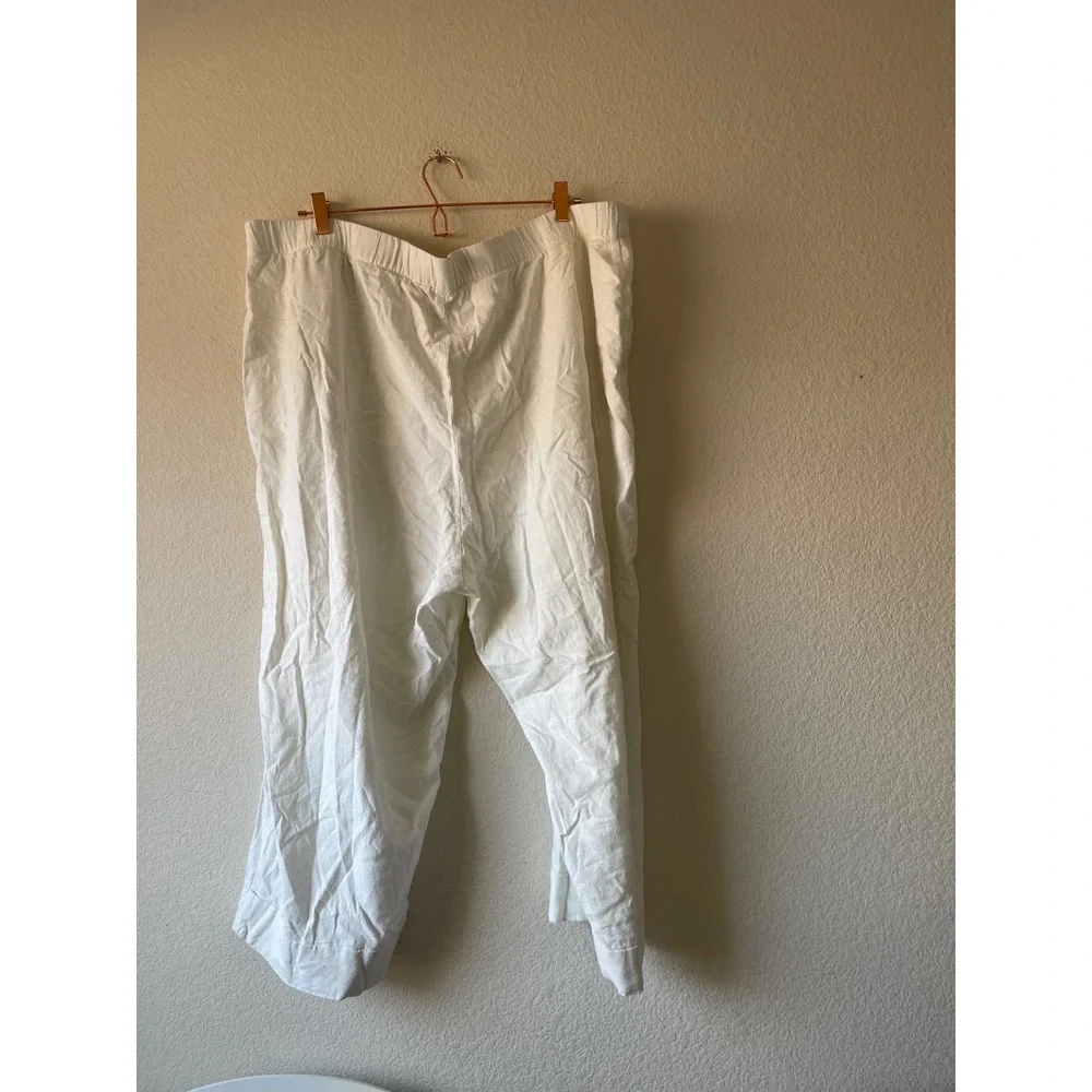 Soft Surroundings White Linen Blend Pants Womens 3X Size minimalist coastal